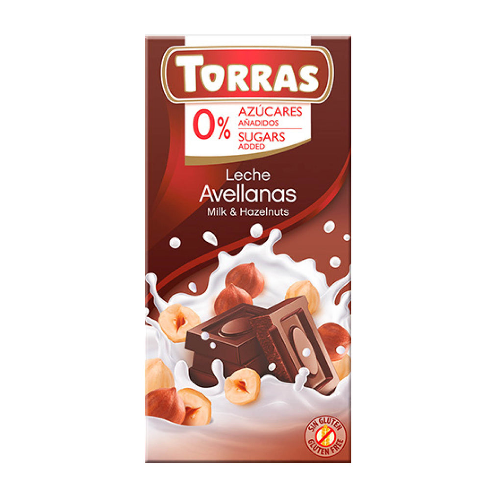 Chocolate con avellanas sin azucar 75gr (CHOCOLATE TORRAS)