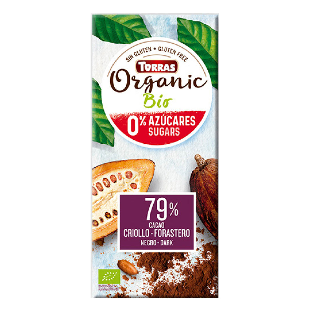 Chocolate Organic sin azucar negro 79% Cacao (CHOCOLATE TORRAS)
