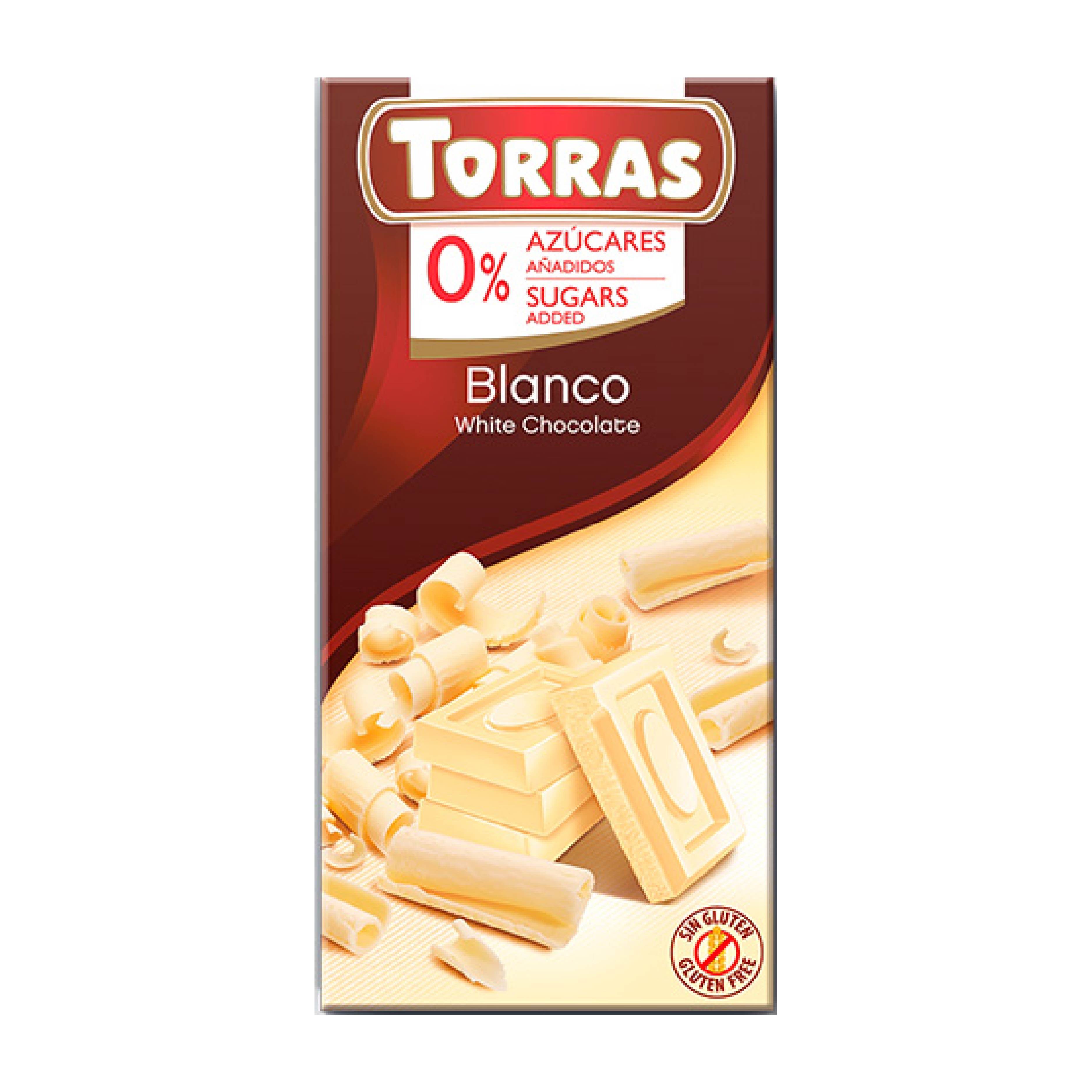 Chocolate Blanco sin azucar 75gr (CHOCOLATE TORRAS)