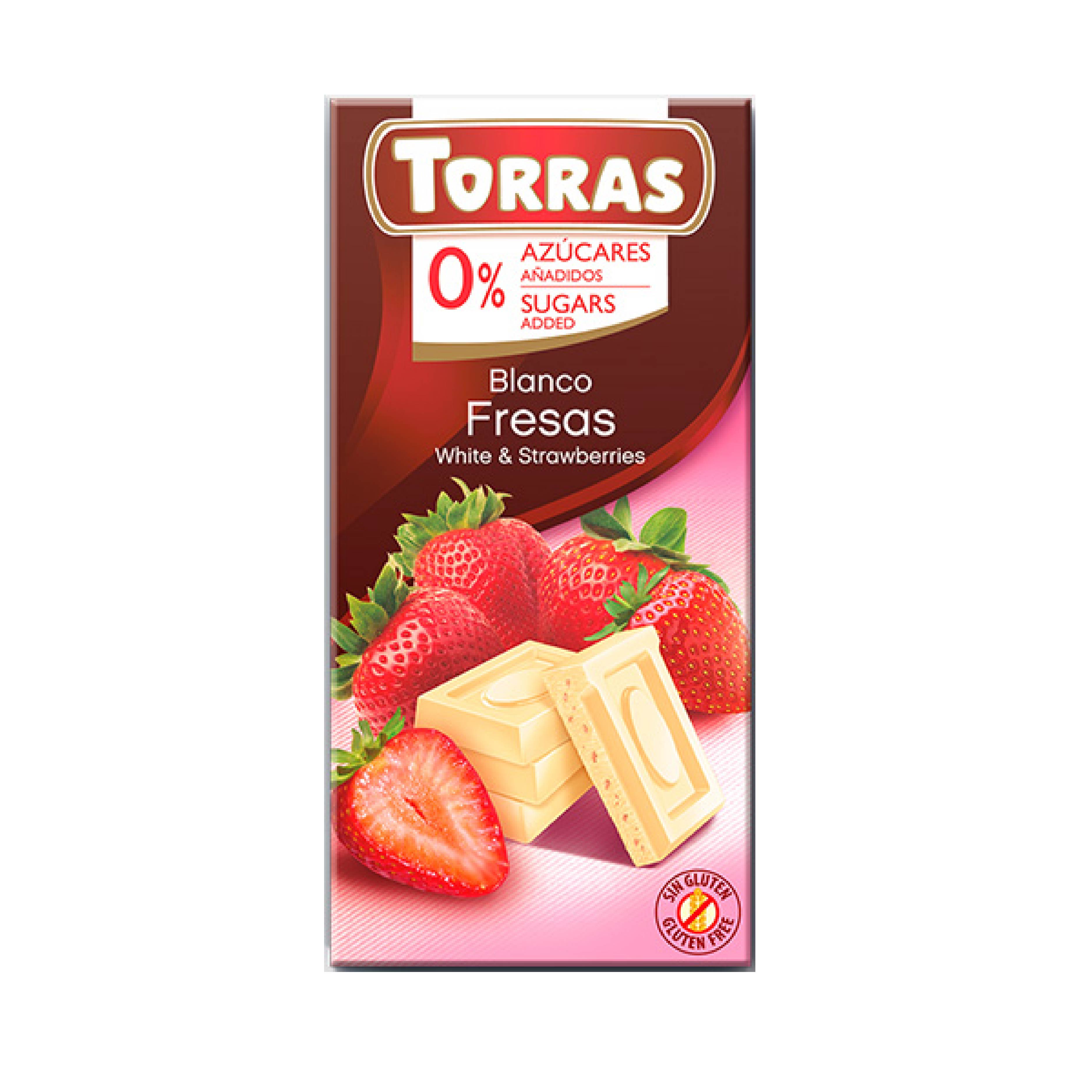 Chocolate blanco con Fresas 75gr (CHOCOLATE TORRAS)