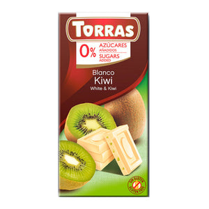 Chocolate blanco con Kiwi sin azucar 75gr (CHOCOLATE TORRAS)