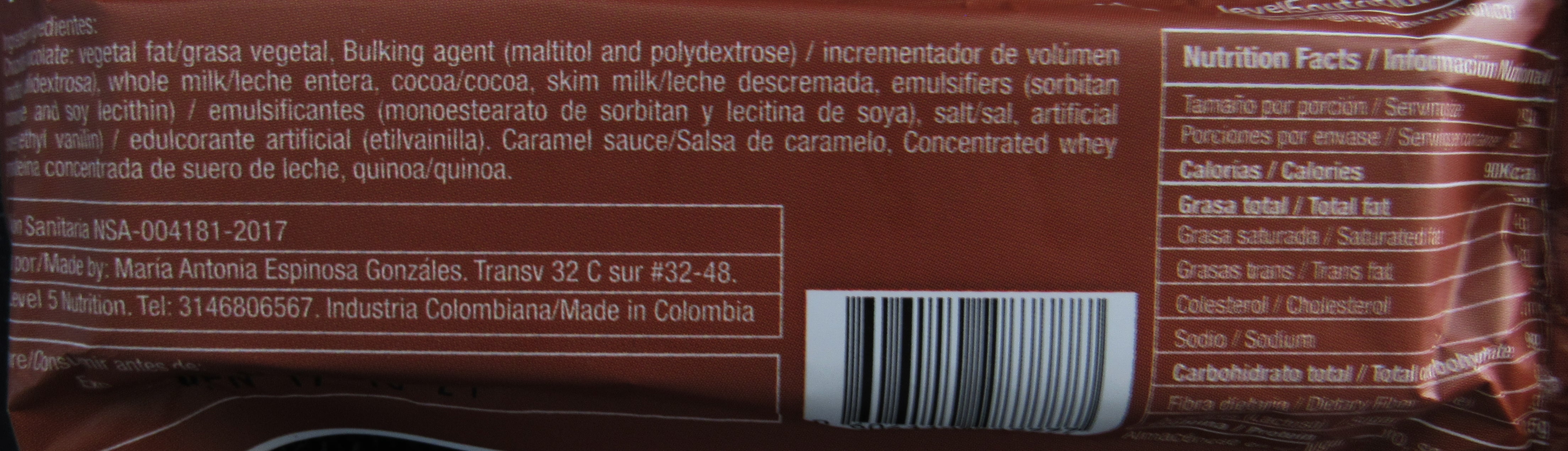 Bitty Chocolatina Milky Caramel 40gr (Bitty Fit Snacks)