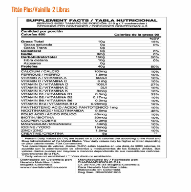 Protein Titan plus 2Lbs (ARMY) Vanilla