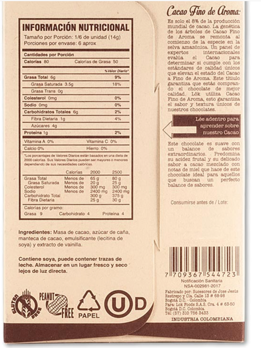 Barra Cacao 85gr (LOK) 70%