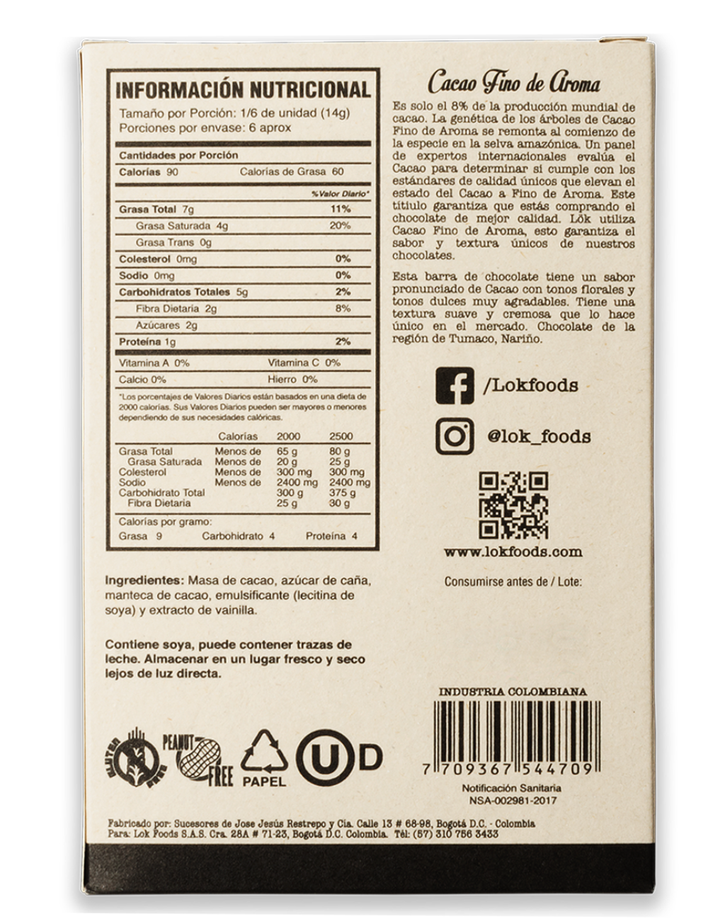 Barra Cacao 85gr (LOK) 85%