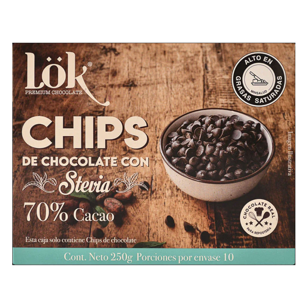 Chips Chocolate Stevia 70% Cacao 250gr (LOK)