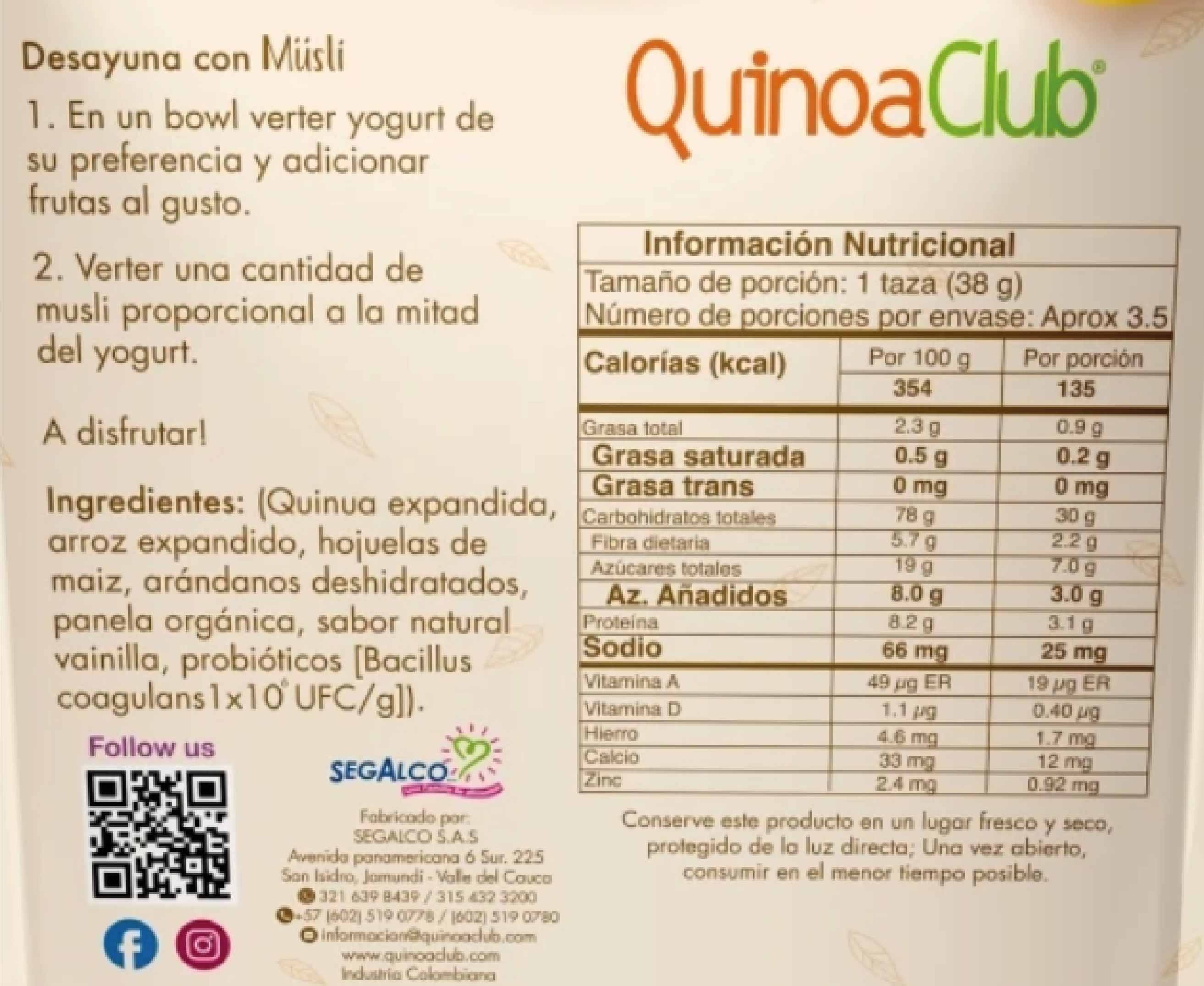 Musli 130 gr (QUINOA CLUB)