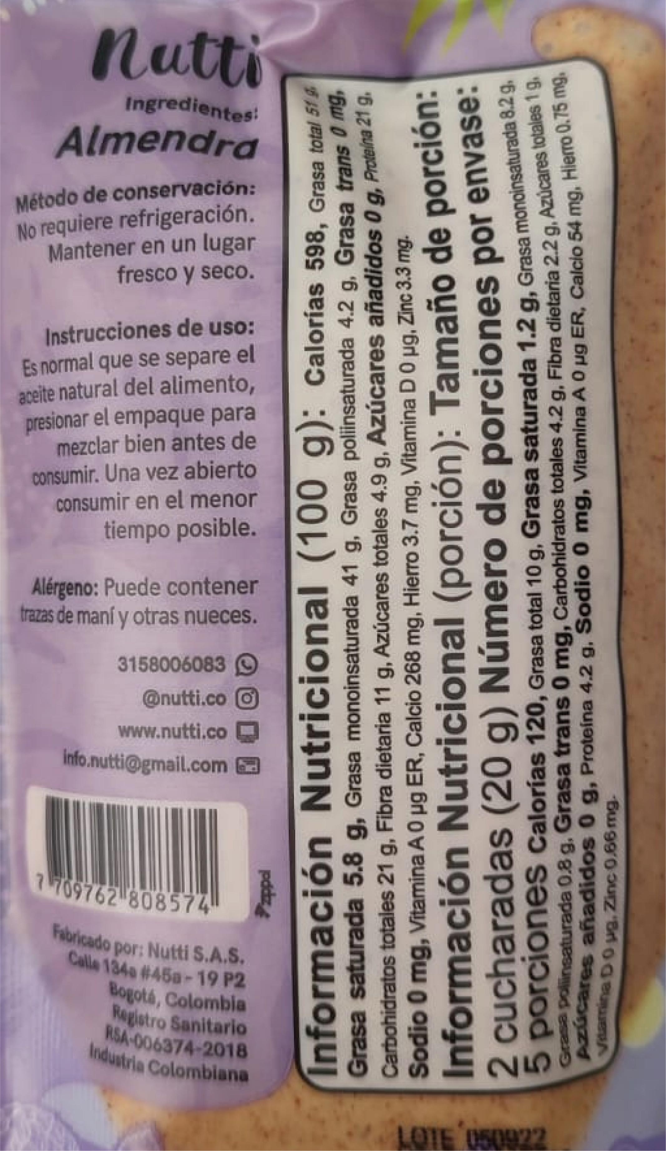 Flexible Crema de Almendra 100 gr (NUTTI)