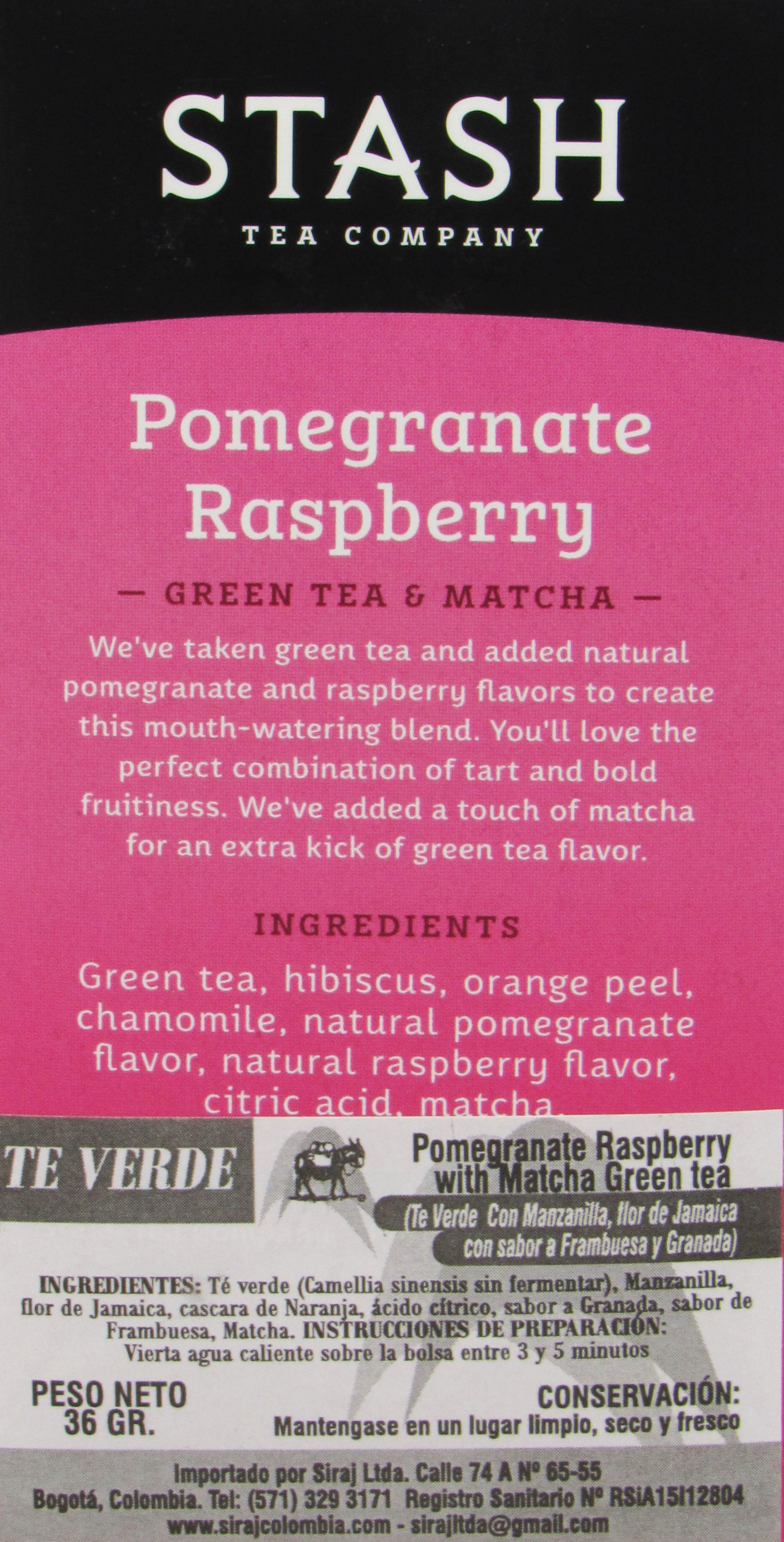 Tea Green & Matcha 36gr (STASH) Pomegranate Raspberry