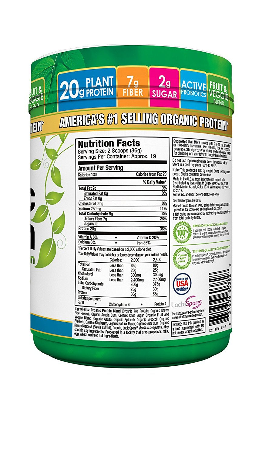Proteína 1.5Lb (PURELY INSPIRED ORGANIC PROTEIN) French Vainilla
