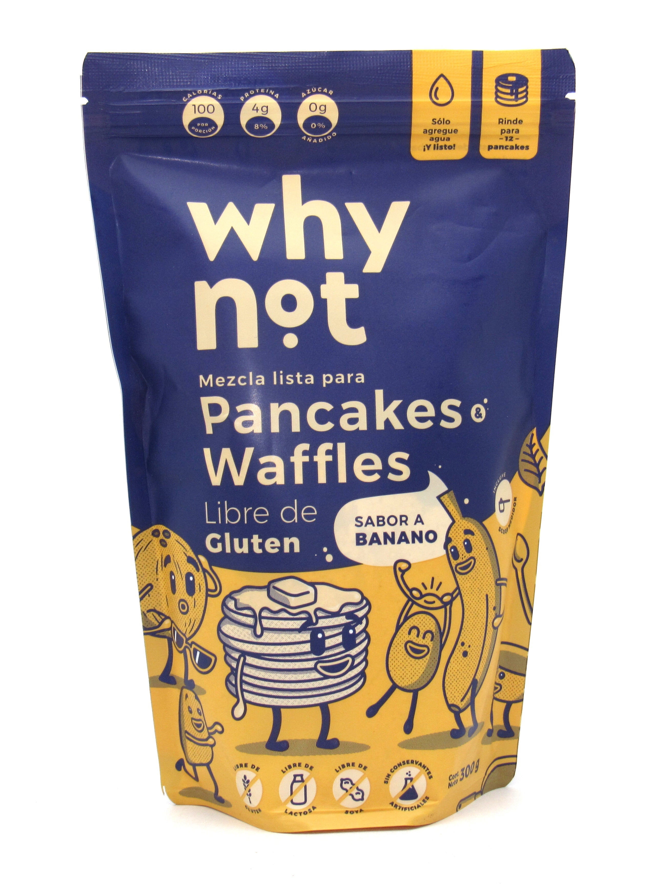 Mezcla de Pancakes y Waffles 300gr (WHY NOT) Banano