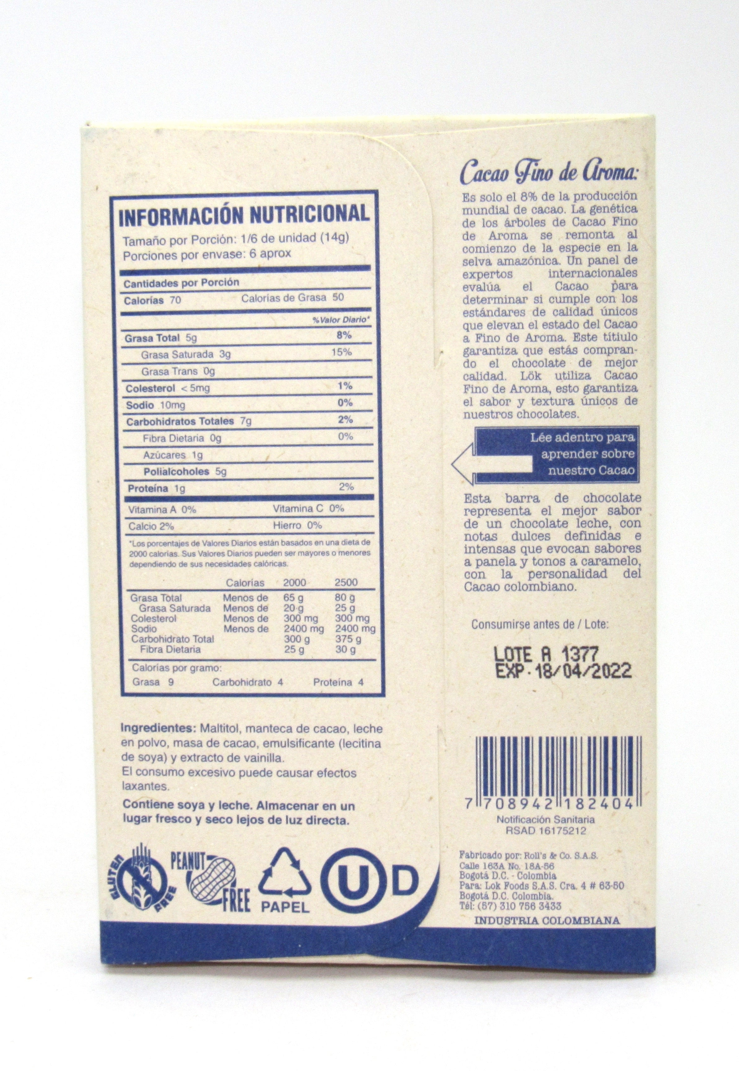 Barra Cacao 85gr (LOK) 37%