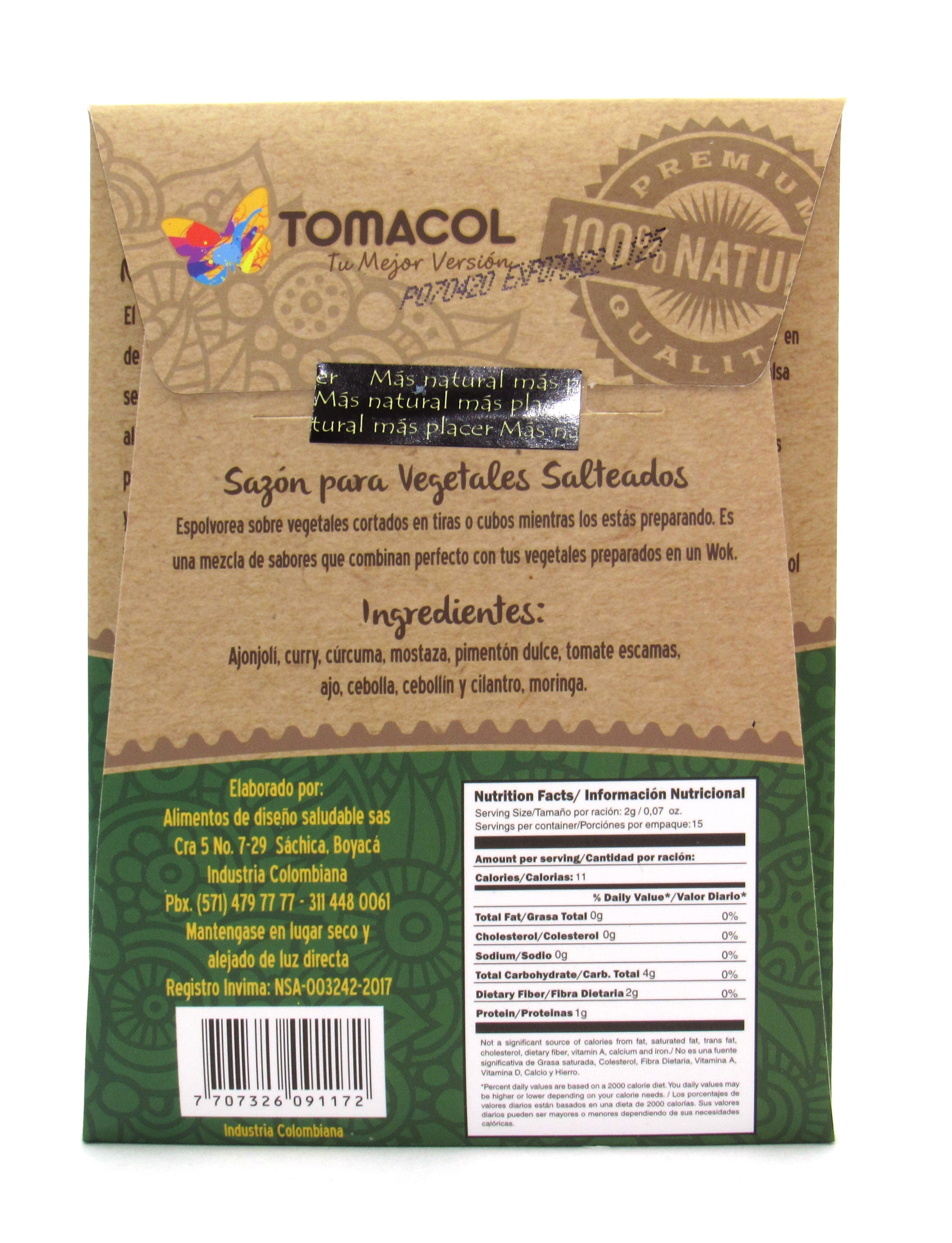 Sazonador 30gr (TOMACOL) Vegetales Salteados