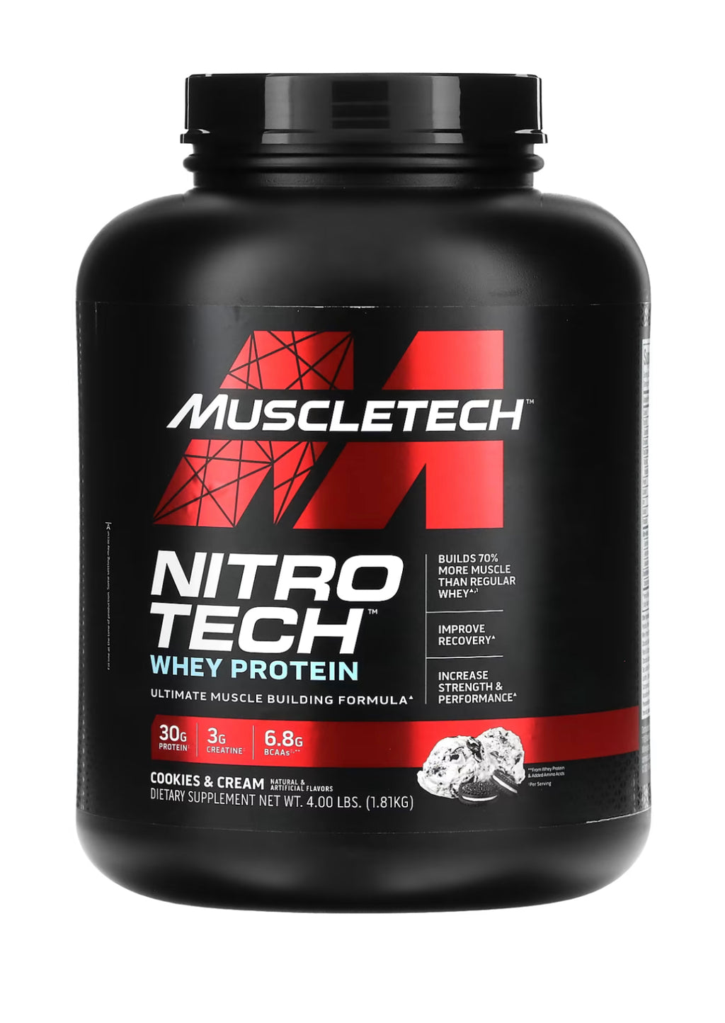 Proteina Nitro Tech Whey 4Lbs (MUSCLETECH) Cookies and Cream