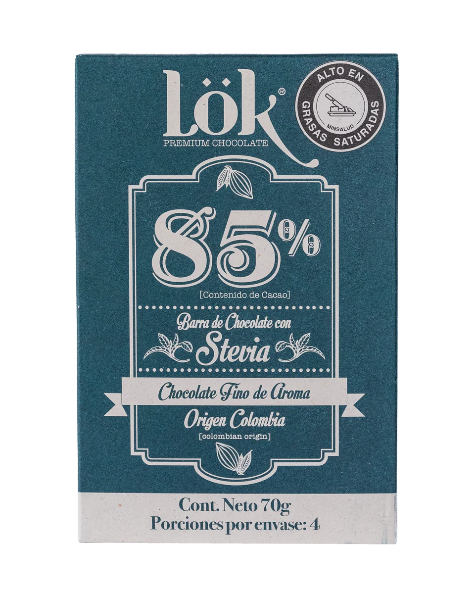 Chocolate 85% con Stevia 70gr (LOK)
